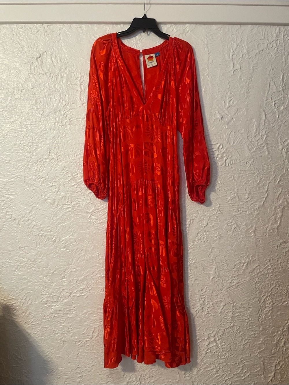 Farm Rio Long-Sleeve V-Neck Jacquard Maxi Dress - Picture 4 of 6
